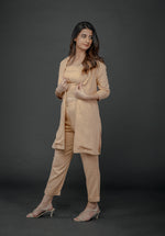 Load image into Gallery viewer, PEACH LONG JACKET WITH CROPPED PANT &amp; SPAGHETTI INNER
