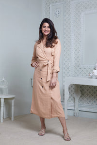 PEACH LONG MIDI WITH ATTACHED JACKET