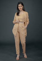 Load image into Gallery viewer, PEACH LONG JACKET WITH FITTED PANT &amp; SWEETHEART NECKLINE BUSTIER

