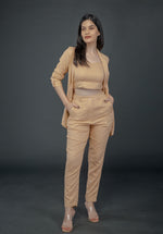 Load image into Gallery viewer, PEACH LONG JACKET WITH FITTED PANT &amp; SWEETHEART NECKLINE BUSTIER
