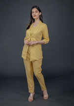 Load image into Gallery viewer, LEMON YELLOW LONG JACKET, FITTED PANT &amp; SWEETHEART NECKLINE BUSTIER
