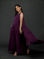 Load image into Gallery viewer, PURPLE WAVE PRINT LONG FLARED JACKET AND JUMPSUIT SET
