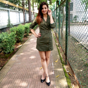 OLIVE SHORT BLAZER DRESS WITH BELT