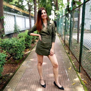 OLIVE SHORT BLAZER DRESS WITH BELT