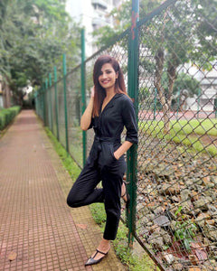 BLACK TWILL UTILITY JUMPSUIT