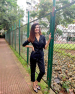 Load image into Gallery viewer, BLACK TWILL UTILITY JUMPSUIT
