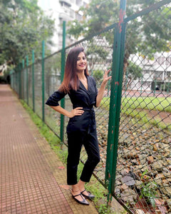 BLACK TWILL UTILITY JUMPSUIT