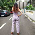 Load image into Gallery viewer, STRIPED JUMPSUIT WITH CORSET LACE-UP
