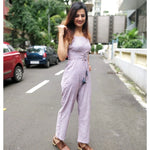 Load image into Gallery viewer, STRIPED JUMPSUIT WITH CORSET LACE-UP
