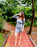 Load image into Gallery viewer, GREY SHORT BLAZER DRESS WITH BELT
