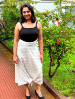 Load image into Gallery viewer, BOHEMIAN CHECKS FLARED HEM SKIRT WITH KNOT
