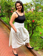 Load image into Gallery viewer, BOHEMIAN CHECKS FLARED HEM SKIRT WITH KNOT
