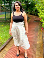 Load image into Gallery viewer, BOHEMIAN CHECKS FLARED HEM SKIRT WITH KNOT
