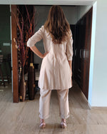 Load image into Gallery viewer, BEIGE LONG JACKET CO ORD WITH TUBE BUSTIER &amp; PANTS
