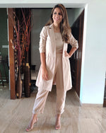 Load image into Gallery viewer, BEIGE LONG JACKET CO ORD WITH TUBE BUSTIER &amp; PANTS
