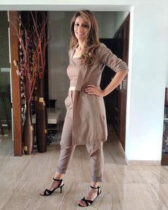 KHAKHEE GREEN LONG JACKET CO ORD WITH TUBE BUSTIER & PANTS