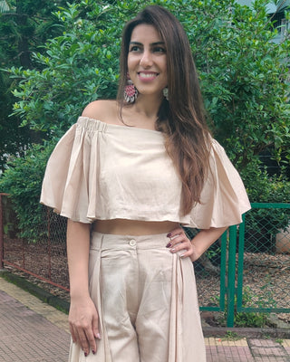 Off My Shoulder - Beige (Only Top)