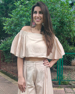 Load image into Gallery viewer, BEIGE OFF SHOULDER FLARED TOP (ONLY TOP)
