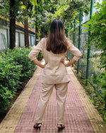 Load image into Gallery viewer, #BOSSLADY - BEIGE 3 PIECES SET WITH LONG BLAZER JACKET, TUBE BUSTIER AND PANTS
