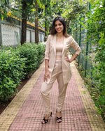 Load image into Gallery viewer, #BOSSLADY - BEIGE 3 PIECES SET WITH LONG BLAZER JACKET, TUBE BUSTIER AND PANTS
