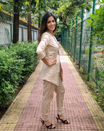 Load image into Gallery viewer, #BOSSLADY - BEIGE 3 PIECES SET WITH LONG BLAZER JACKET, TUBE BUSTIER AND PANTS
