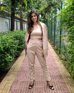Load image into Gallery viewer, #BOSSLADY - BEIGE 3 PIECES SET WITH LONG BLAZER JACKET, TUBE BUSTIER AND PANTS
