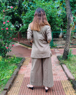 Load image into Gallery viewer, KHAKHEE GREEN BELL-BOTTOM PANTS WITH HALTER VEST COAT AND LONG BLAZER

