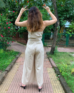 Load image into Gallery viewer, #FLARE IT - BEIGE BELL-BOTTOM PANTS WITH HALTER VEST COAT (WITHOUT BLAZER)
