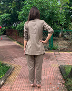 Load image into Gallery viewer, KHAKHEE GREEN 3 PIECES SET WITH LONG BLAZER JACKET, TUBE BUSTIER AND PANTS
