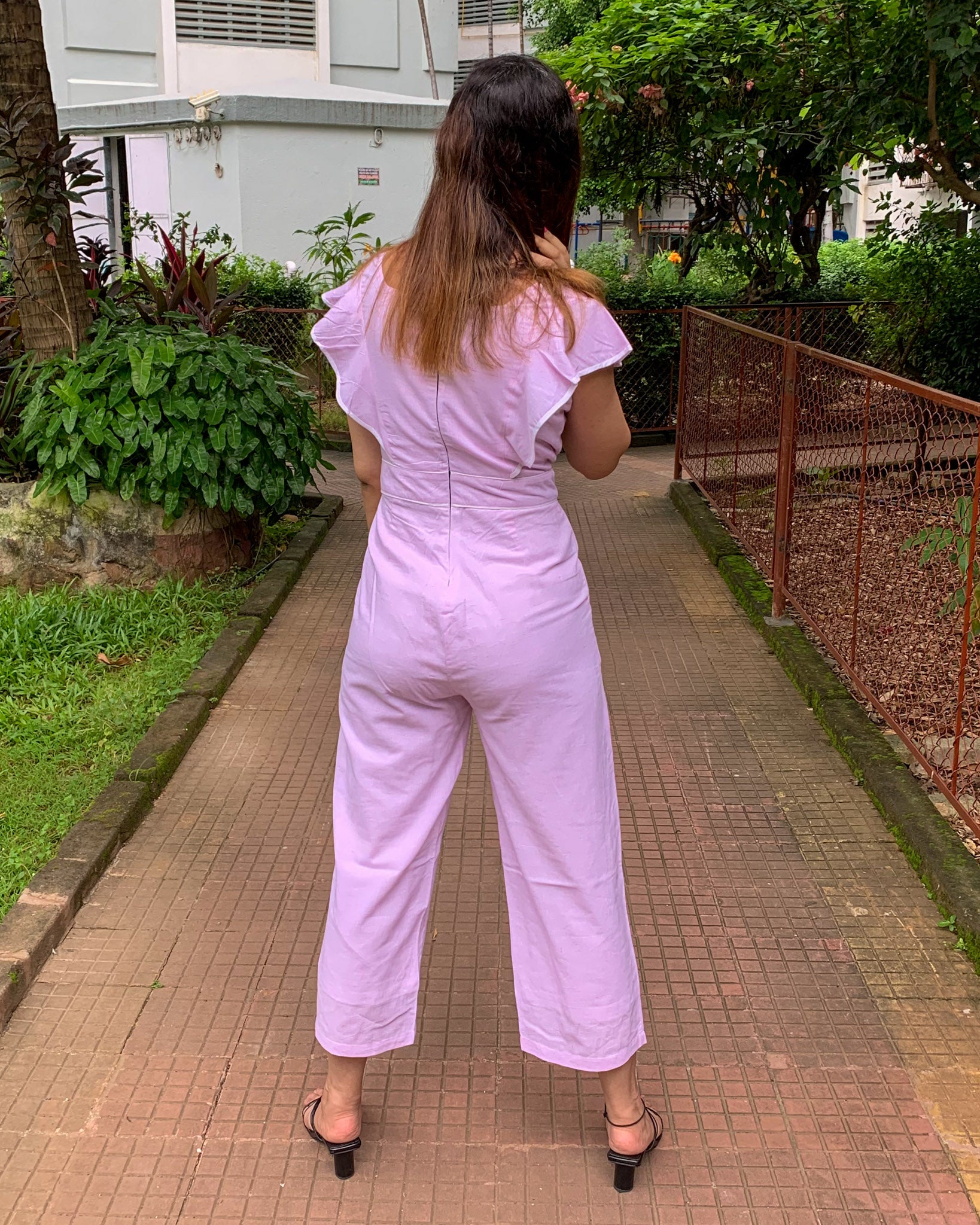 PINK JUMPSUIT WITH FRILL