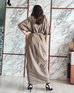 Load image into Gallery viewer, KHAKHEE GREEN LONG SHIRT DRAPE DRESS
