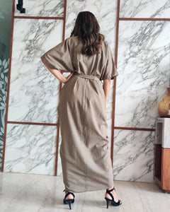 KHAKHEE GREEN LONG SHIRT DRAPE DRESS