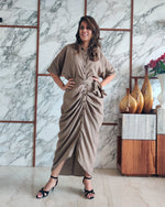 Load image into Gallery viewer, KHAKHEE GREEN LONG SHIRT DRAPE DRESS
