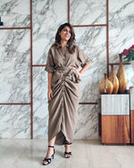 Load image into Gallery viewer, KHAKHEE GREEN LONG SHIRT DRAPE DRESS
