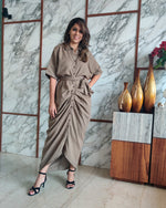 Load image into Gallery viewer, KHAKHEE GREEN LONG SHIRT DRAPE DRESS
