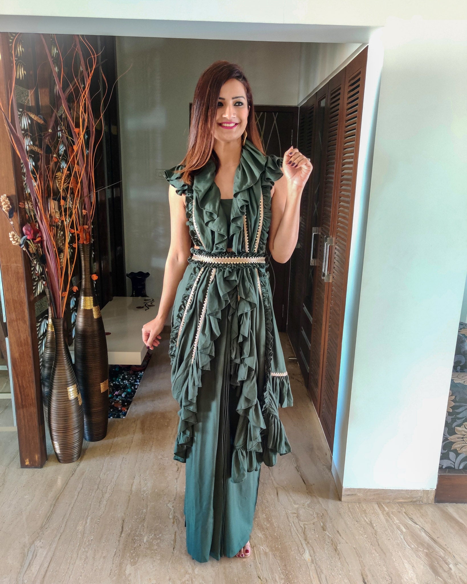 Ruffle Saree - Buy Ruffle Saree online in India