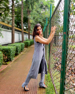Load image into Gallery viewer, TEAL SLEEVELESS LONG JACKET AND WELL FITTED TROUSER

