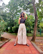 Load image into Gallery viewer, JUTE COTTON STRIPE FLARE PANT WITH SLIT
