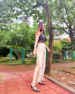 Load image into Gallery viewer, JUTE COTTON STRIPE FLARE PANT WITH SLIT
