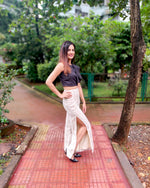 Load image into Gallery viewer, JUTE COTTON STRIPE FLARE PANT WITH SLIT
