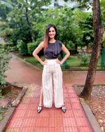 Load image into Gallery viewer, JUTE COTTON STRIPE FLARE PANT WITH SLIT
