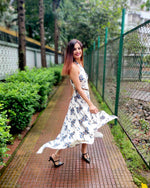 Load image into Gallery viewer, WHITE FLORAL PRINT HALTER NECK TOP CO-ORD WITH SKIRT
