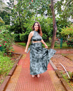 Load image into Gallery viewer, TEAL FLORAL PRINTED TOP WITH WRAP AROUND SKIRT

