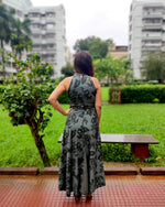 Load image into Gallery viewer, TEAL FLORAL PRINTED TOP WITH WRAP AROUND SKIRT
