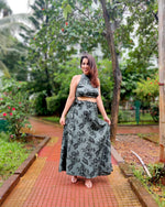 Load image into Gallery viewer, TEAL FLORAL PRINTED TOP WITH WRAP AROUND SKIRT
